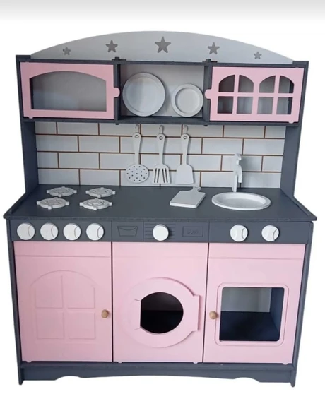 3 Kapaklı Boyalı Oyuncak Mutfak