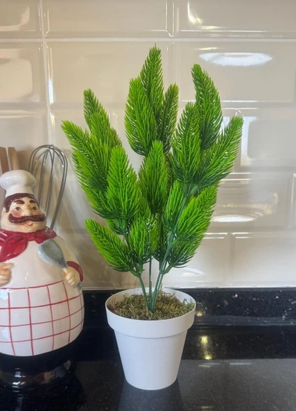 Nettenevime Yapay Çiçek Krem Saksıda Yeşil Kozalaklı Çam Demeti - Resim 8