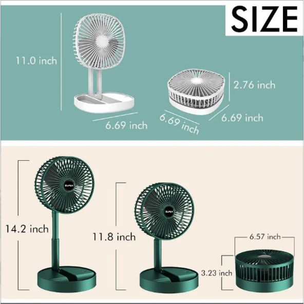 Katlanır Teleskopik Zemin Fanı Yaz Sessiz Öğrenci Masaüstü Fan USB Şarj Edilebilir Taşınabilir Ev Mini Hava Soğutucu - 2