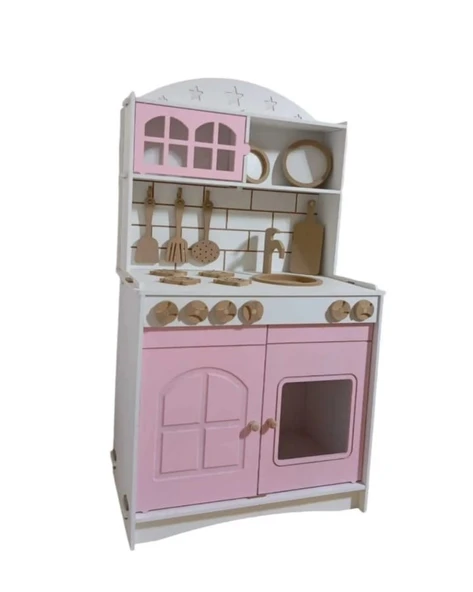 İki Kapaklı Boyalı Oyuncak Ahşap Mutfak - 5