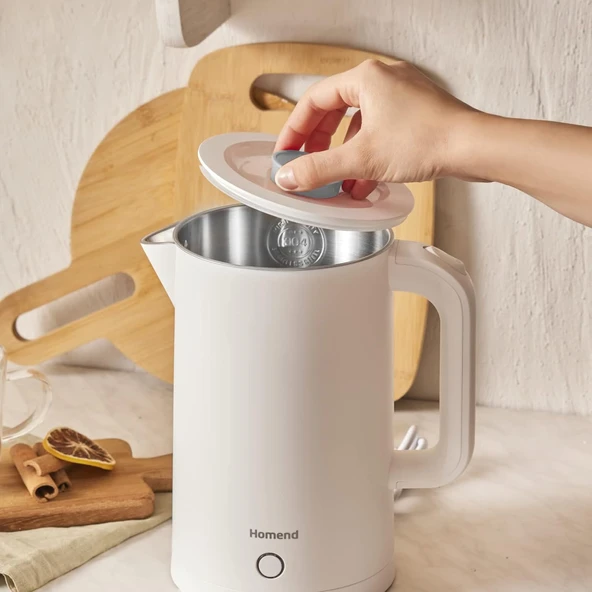 Homend Heatrow Cooltouch 1618H Paslanmaz Çelik El Yakmaz Gövdeli Su Isıtıcısı Silver - 1