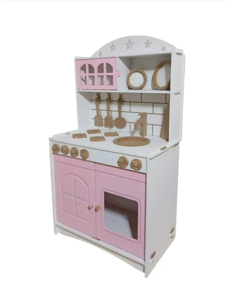 İki Kapaklı Boyalı Oyuncak Ahşap Mutfak - 2