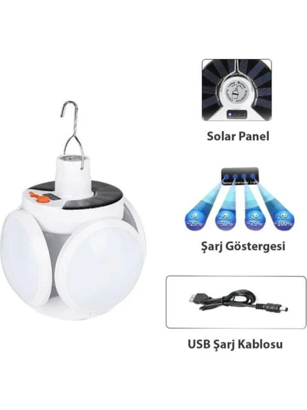 P-038 Solar Güneş Enerji Ve Usb Sarjli 5 Kanatlı ürün görseli