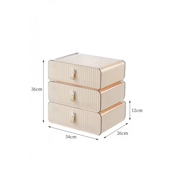 Piev Çok Amaçlı İç Çamaşırı Çorap Bebek Kıyafeti Çekmeceli Düzenleyici Organizer 3 Lü - 3