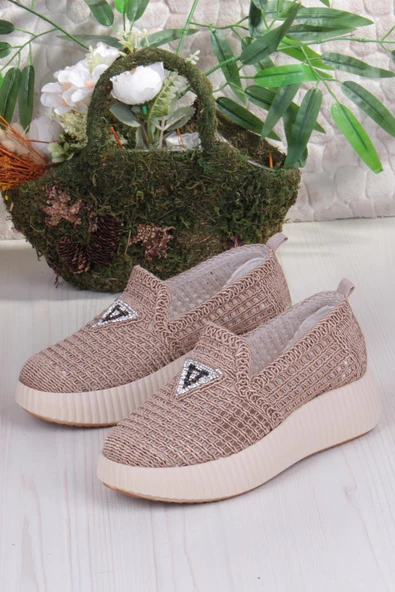 Fort 5016 Fendi Dantelli Fileli Rahat Dolgu Taban Kadın Ayakkabı - Resim 5