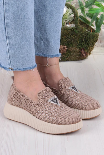 Fort 5016 Fendi Dantelli Fileli Rahat Dolgu Taban Kadın Ayakkabı - Resim 3