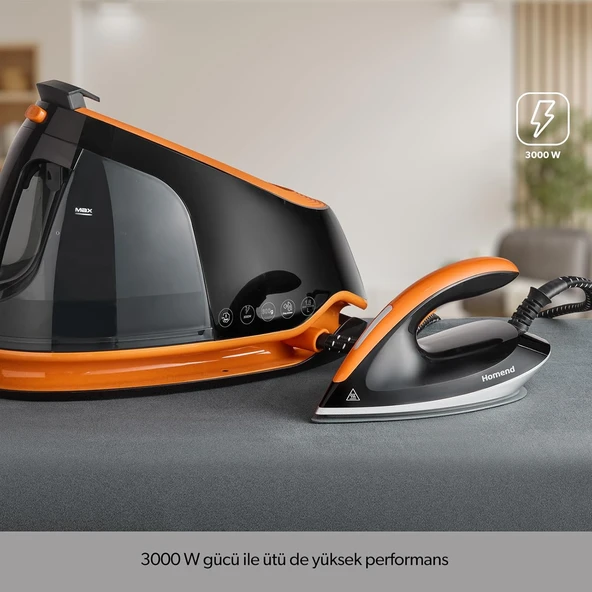 Homend Jetsteam 1174H Otomatik Sıcaklık Ayarlı Buhar Kazanlı Ütü Siyah Turuncu - 3