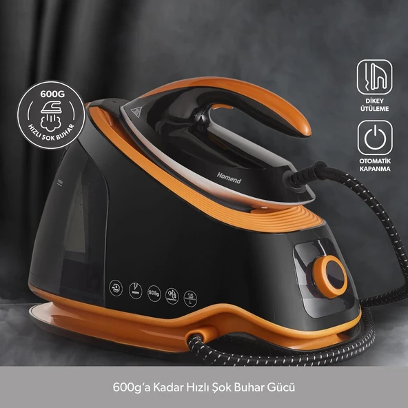 Homend Jetsteam 1174H Otomatik Sıcaklık Ayarlı Buhar Kazanlı Ütü Siyah Turuncu - 2