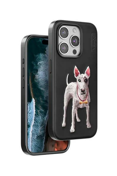 Venco iPhone 15 Pro Perma Desenli Kapak - Siyah - Resim 2