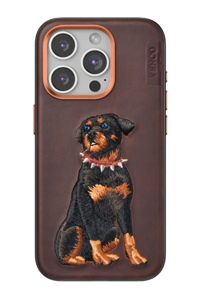 Venco iPhone 15 Pro Perma Desenli Kapak - Koyu Kahve ürün görseli 1