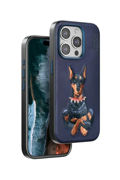 Venco iPhone 15 Pro Max Perma Desenli Kapak - Lacivert - Resim 2