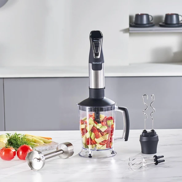 Homend Handmaid 1966h Inox XLarge Hazneli, Çift Bıçaklı Blender Set - Resim 2