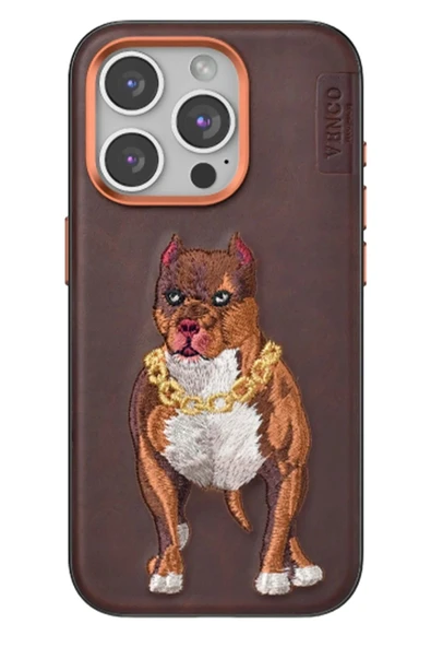 Venco iPhone 15 Pro Perma Desenli Kapak - Kahverengi ürün görseli 1
