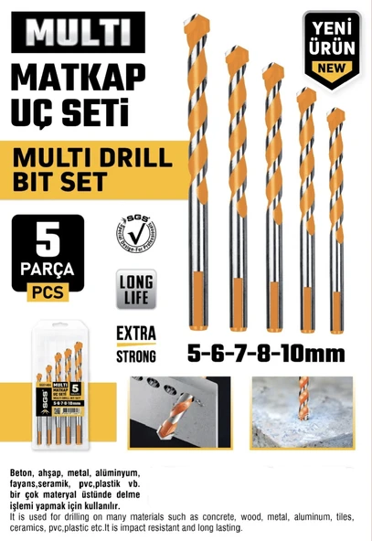 SGS PROFESYONEL MULTI MATKAP UCU SETİ 5-6-7-8-10 MM - 3
