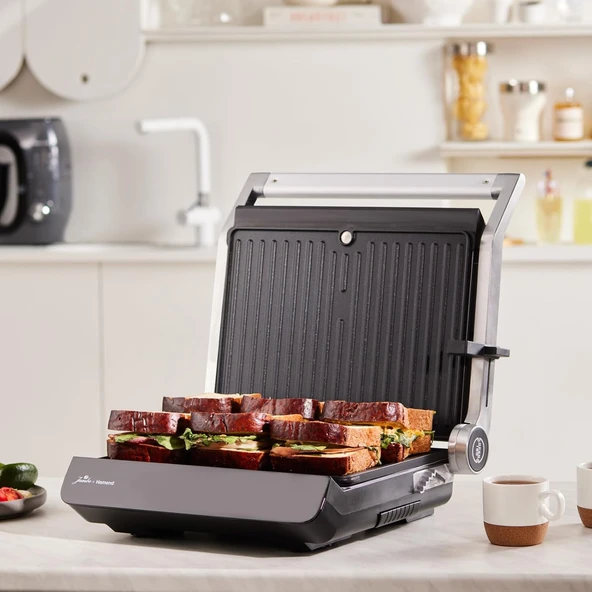 Jumbo x Homend Grilliant 1345H 3 in 1 Inox Gövdeli Çift Taraflı ve Alt Üst Sıcaklığı Ayrı Kontrol Edilebilen XL Döküm Plakalı Tost ve Izgara Makinesi - 3