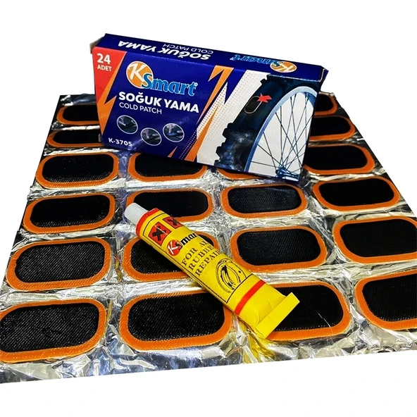 24 PARÇA BİSİKLET TEKER YAMASI SOĞUK YAMA (5047) ürün görseli