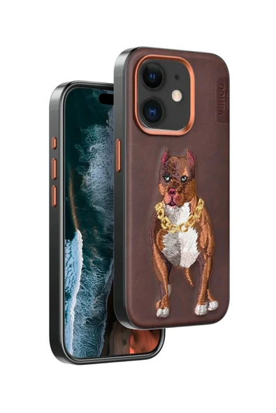 Venco iPhone 11 Perma Desenli Kapak - Kahverengi - Resim 2