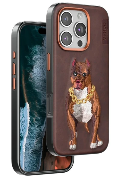 Venco iPhone 16 Pro Perma Desenli Kapak - Kahverengi ürün görseli 1