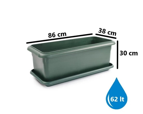 Omnipazar SO-V692 Tabaklı Villa Bahçe Saksı Takımı 62 Lt Yeşil 3 Adet - Resim 2