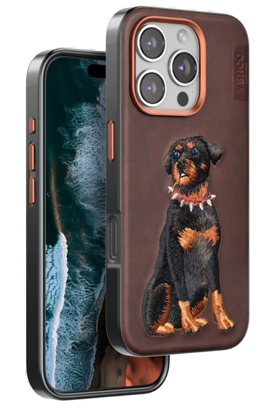 Venco iPhone 16 Pro Perma Desenli Kapak - Koyu Kahve ürün görseli 1