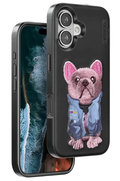 Venco iPhone 16 Cute Desenli Kapak - Siyah ürün görseli 1