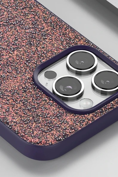 Onegif iPhone 16 Pro Bright Simli Kapak - Çöl Titanyum - Resim 2