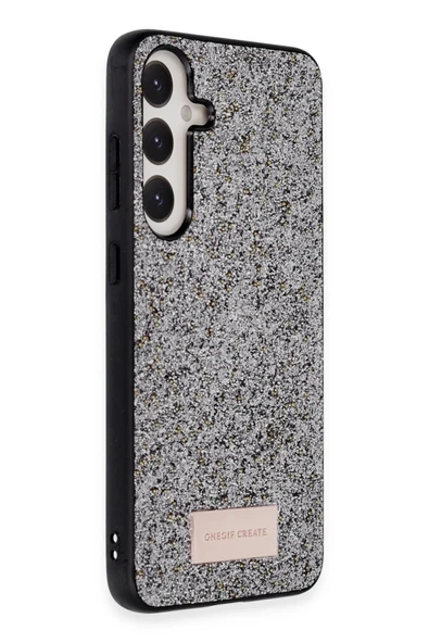 Onegif Samsung Galaxy A25 5G Bright Simli Kapak - Gümüş - Resim 2