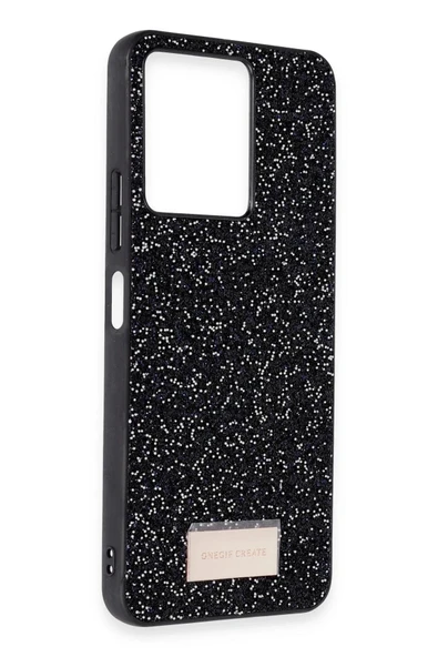 Onegif Xiaomi Redmi 13C Bright Simli Kapak - Siyah - Resim 2