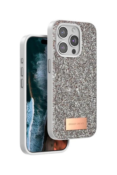 Onegif iPhone 14 Pro Max Bright Simli Kapak - Gold ürün görseli 1