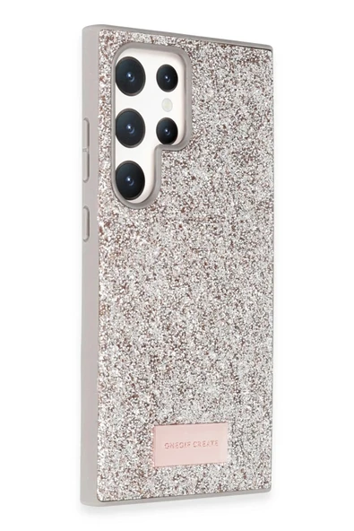 Onegif Samsung Galaxy S23 Ultra Bright Simli Kapak - Gold - Resim 2