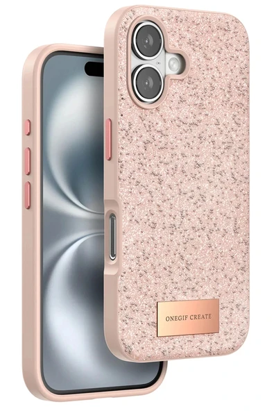 Onegif iPhone 16 Bright Simli Kapak - Pembe ürün görseli 1