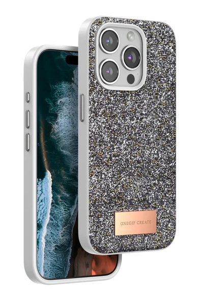 Onegif iPhone 14 Pro Max Bright Simli Kapak - Gümüş ürün görseli 1