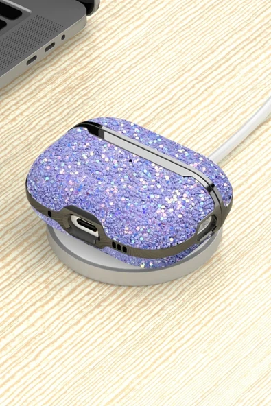 Onegif Airpods Pro 2 (2.nesil) Bright Simli Airpods Kapak - Gümüş - Resim 4