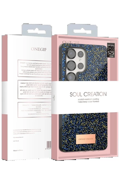 Onegif Samsung Galaxy S25 Ultra Bright Simli Kapak - Siyah - Resim 4
