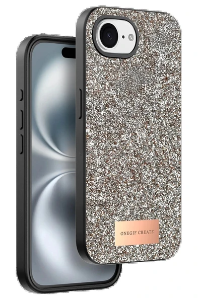 Onegif Apple iPhone 16E Bright Simli Kapak - Gold ürün görseli 1