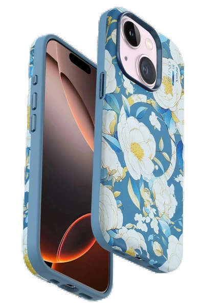 Onegif iPhone 15 Flower Series Magsafe Kapak - Mavi ürün görseli 1