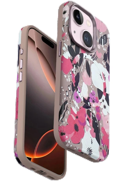 Onegif iPhone 15 Plus Flower Series Magsafe Kapak - Pembe ürün görseli 1