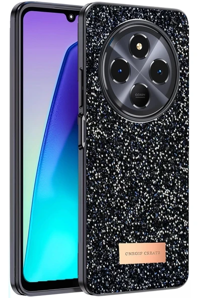 Onegif Xiaomi Redmi 14C Bright Simli Kapak - Siyah ürün görseli 1