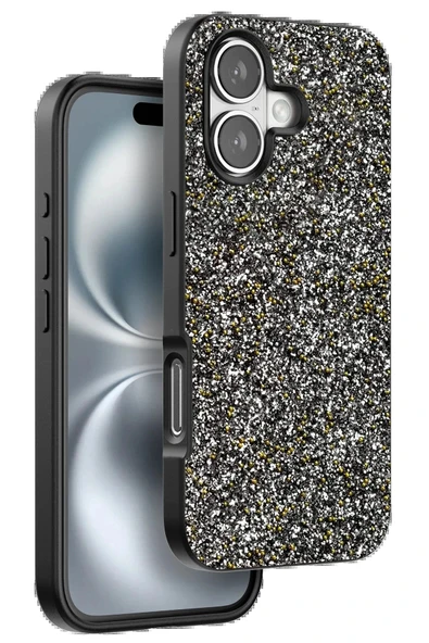 Onegif iPhone 16 Plus Bright Simli Kapak - Gümüş ürün görseli 1