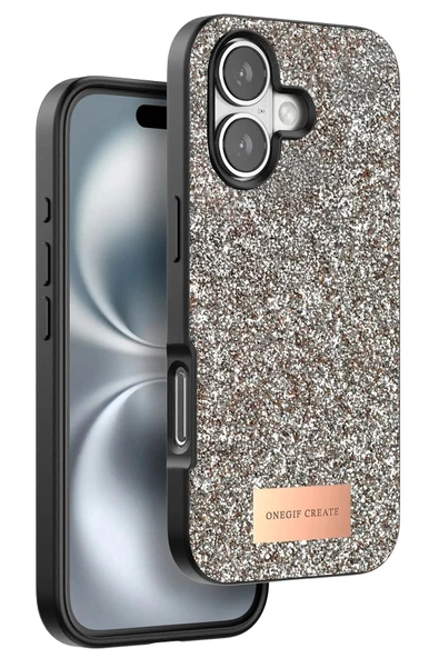 Onegif iPhone 16 Plus Bright Simli Kapak - Gold ürün görseli 1