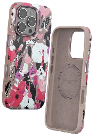Onegif iPhone 16 Pro Max Flower Series Magsafe Kapak - Pembe - Resim 2