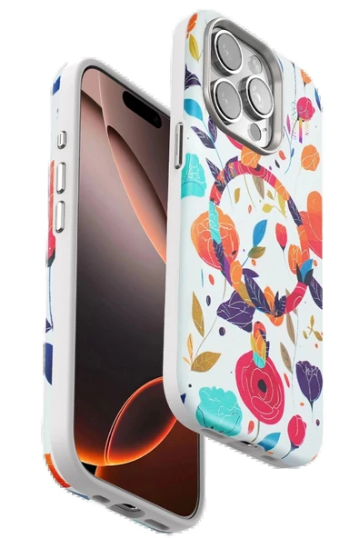 Onegif iPhone 15 Pro Flower Series Magsafe Kapak - Beyaz ürün görseli 1