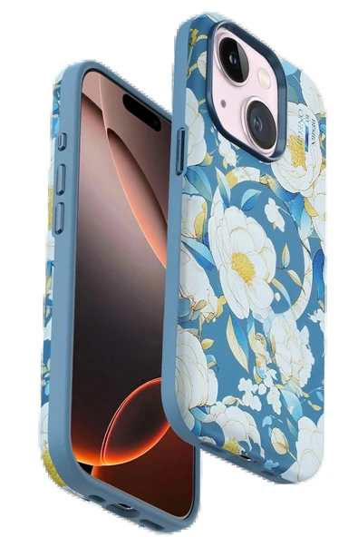 Onegif iPhone 14 Flower Series Magsafe Kapak - Mavi ürün görseli 1