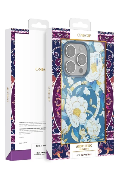 Onegif iPhone 14 Pro Max Flower Series Magsafe Kapak - Siyah - Resim 4