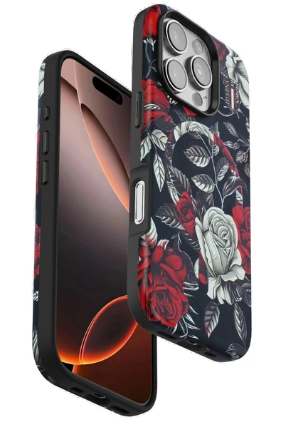 Onegif iPhone 16 Pro Max Flower Series Magsafe Kapak - Siyah ürün görseli 1