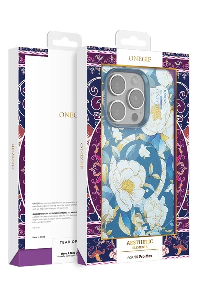 Onegif iPhone 14 Pro Max Flower Series Magsafe Kapak - Beyaz - Resim 4