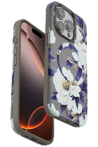 Onegif iPhone 14 Pro Flower Series Magsafe Kapak - Gri ürün görseli 1