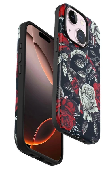 Onegif iPhone 14 Flower Series Magsafe Kapak - Siyah ürün görseli 1