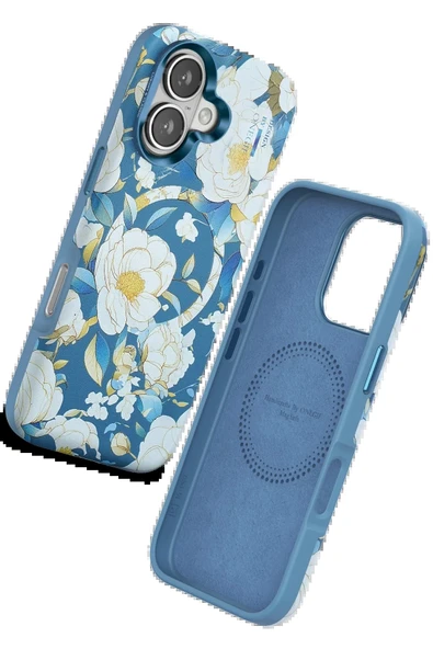 Onegif iPhone 16 Flower Series Magsafe Kapak - Mavi ürün görseli 1