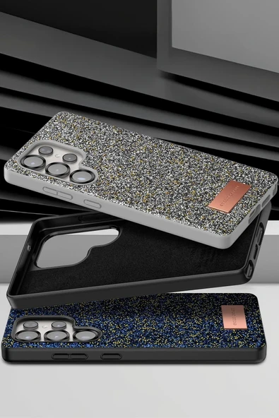 Onegif Samsung Galaxy S25 Ultra Bright Simli Kapak - Gümüş - Resim 3